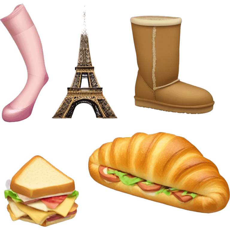 Uggs and croissants and The Eiffel Tower and a sandwich and pointe shoes emoji