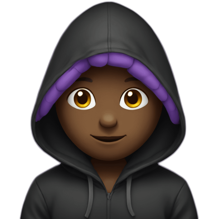 purple bunny in a black hoodie emoji