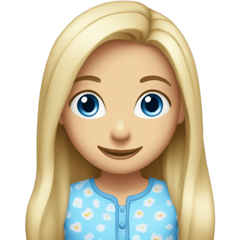 smiling girl in pajamas blue eyes emoji