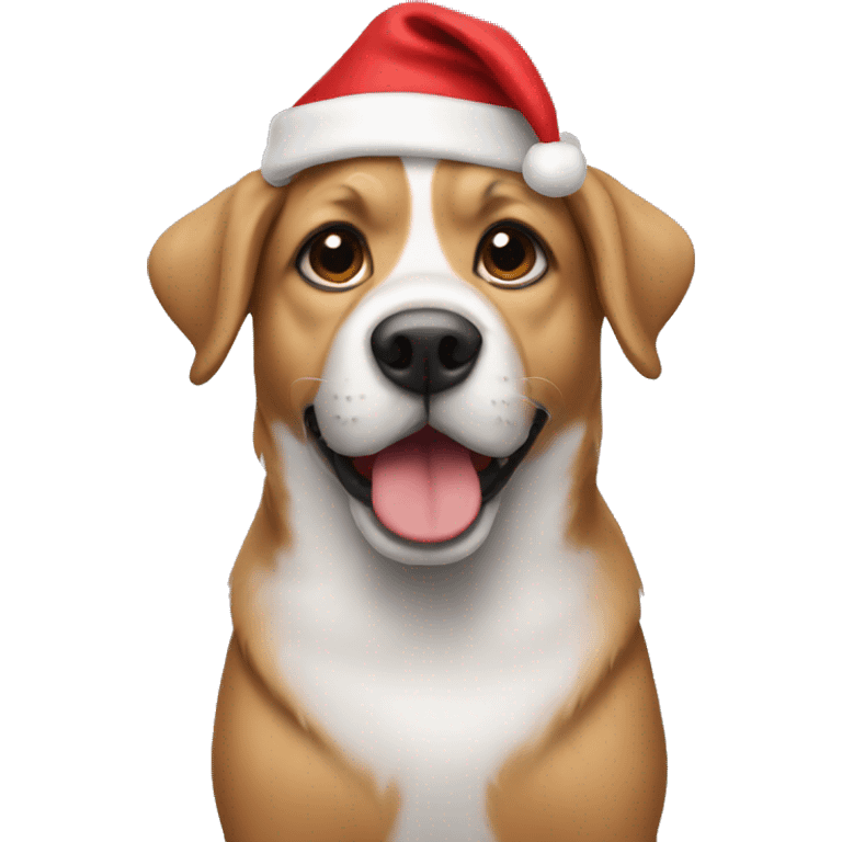 Dog wearing a Santa hat emoji