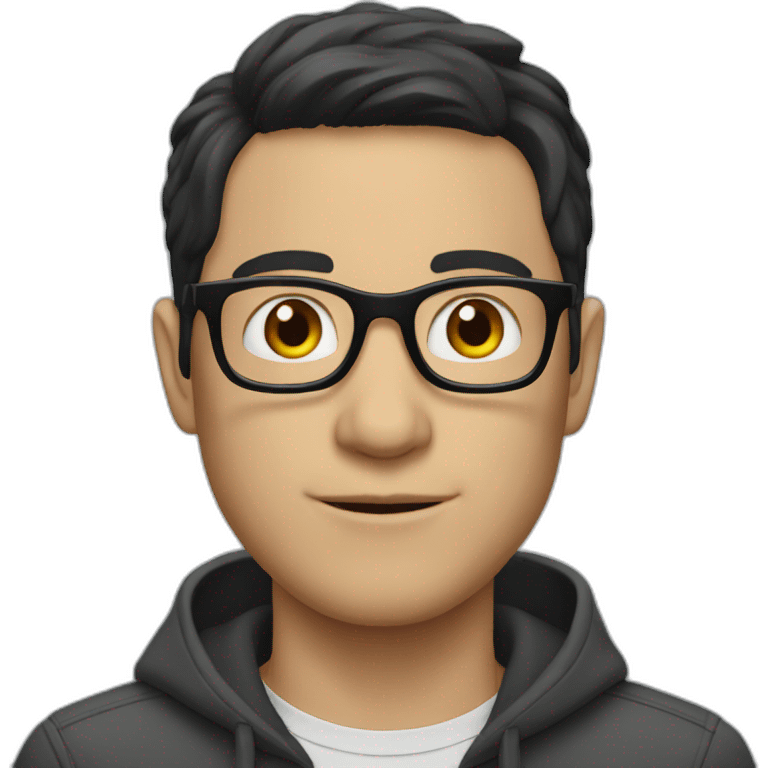 White man black hair wearing glasses emoji