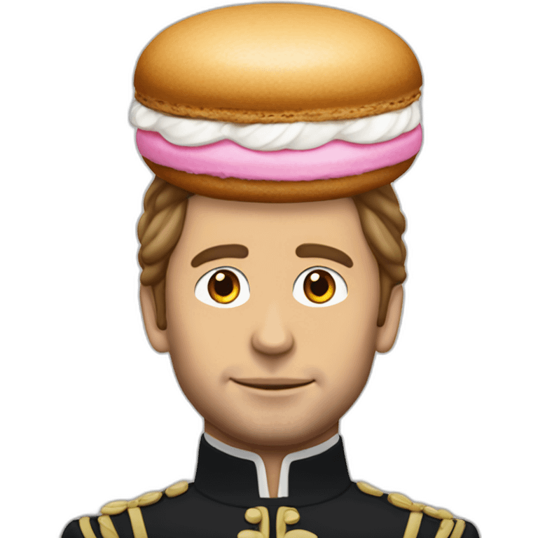 macron with a macaroon on his head emoji