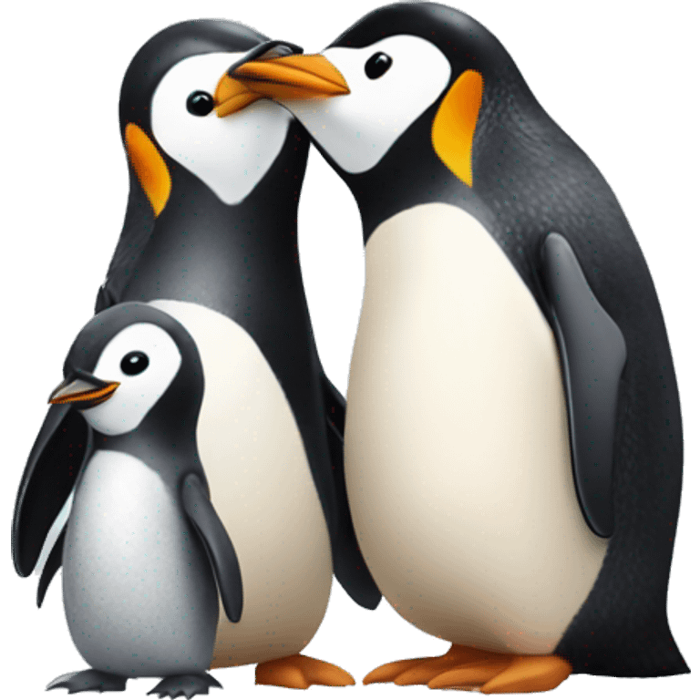 Penguin couple with penguin baby emoji