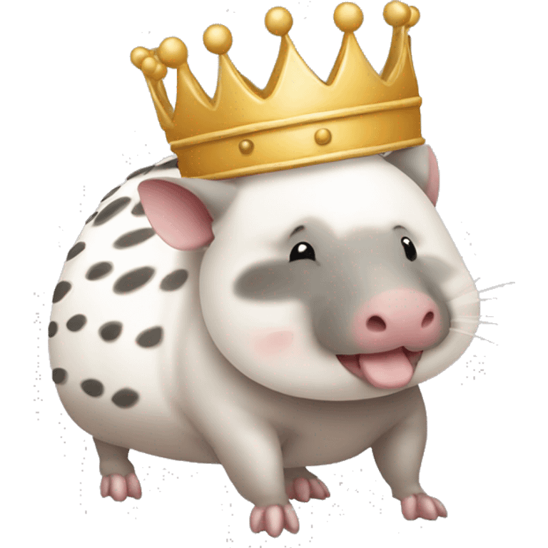  white piebald chubby round armadillo pig panda centipede armadillo wearing a crown emoji