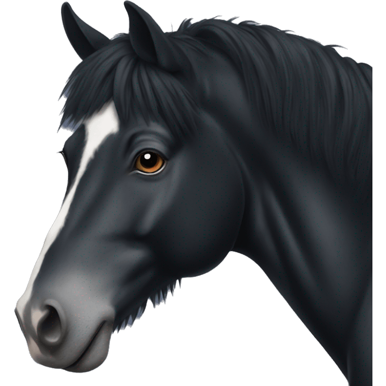 Fluffy black horse emoji