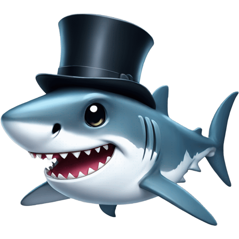 Shark with a top hat emoji