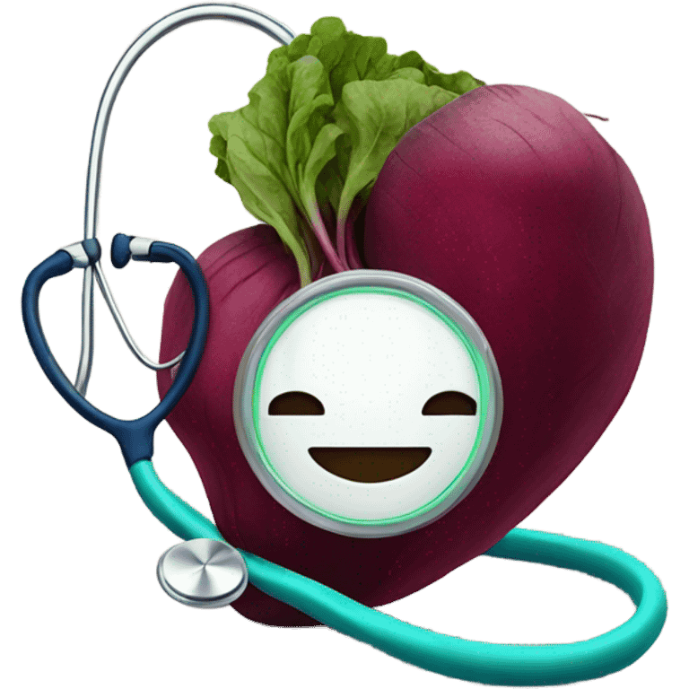 A beetroot with a stethoscope around it. emoji