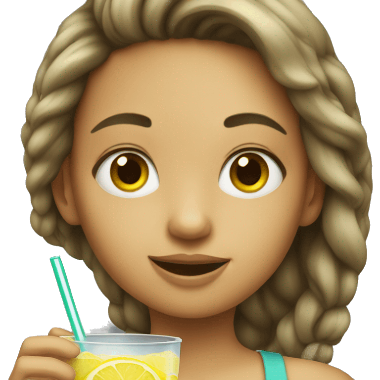 A girl drinking lemonade emoji