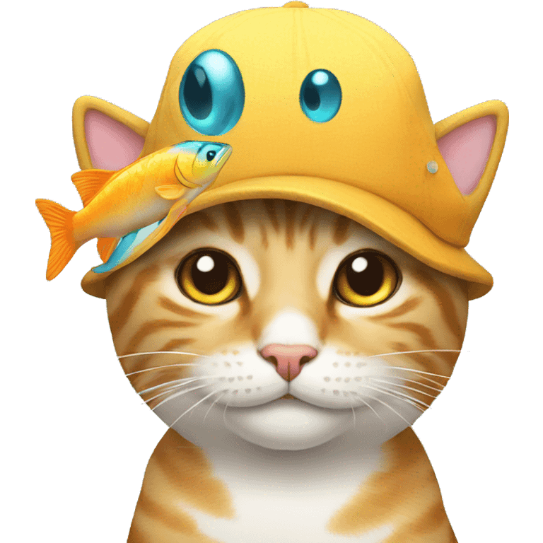 Cat wearing a fish as a hat emoji