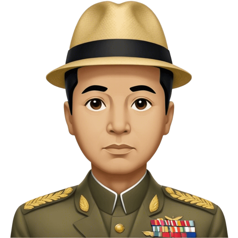 ​Cinematic Realistic Portrait of Sukarno, depicted in a lifelike, realistic style based on his iconic portrait, showcasing his thoughtful, charismatic expression in period attire, rendered with detailed textures and warm, evocative lighting that captures his pioneering spirit and national pride, emoji