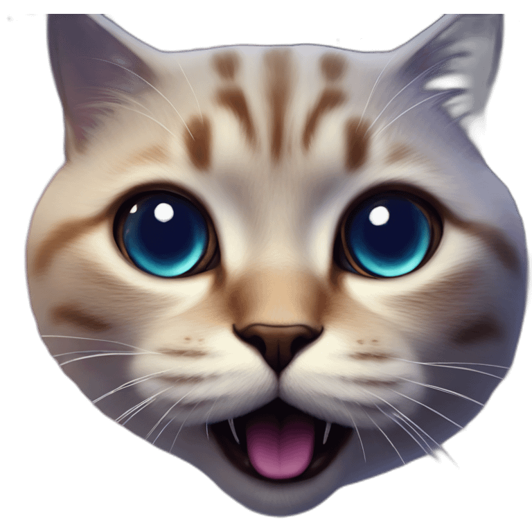 cat face surprising at galaxy in realistic nebula in cosmic space emoji