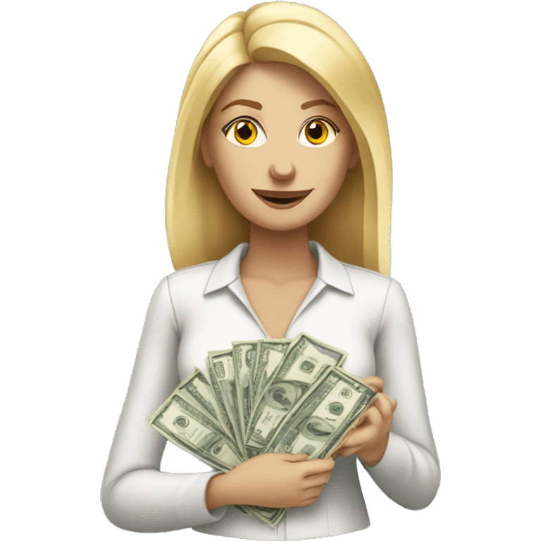 Blondin white woman with money emoji