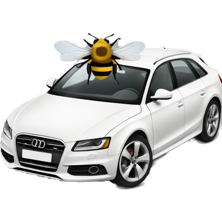 Bee driving white Audi  emoji