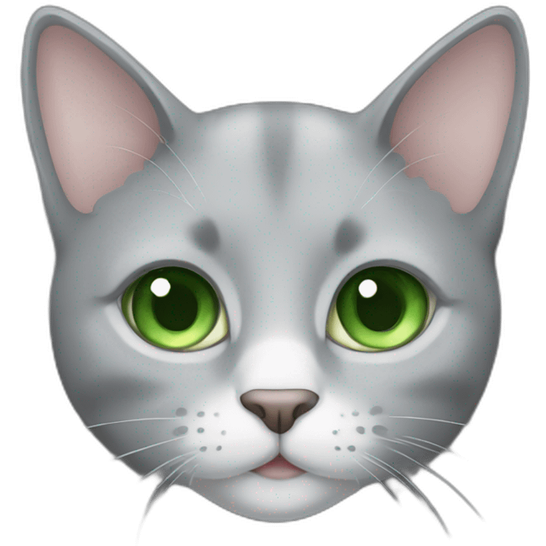 grey cat with green eyes snd milk emoji