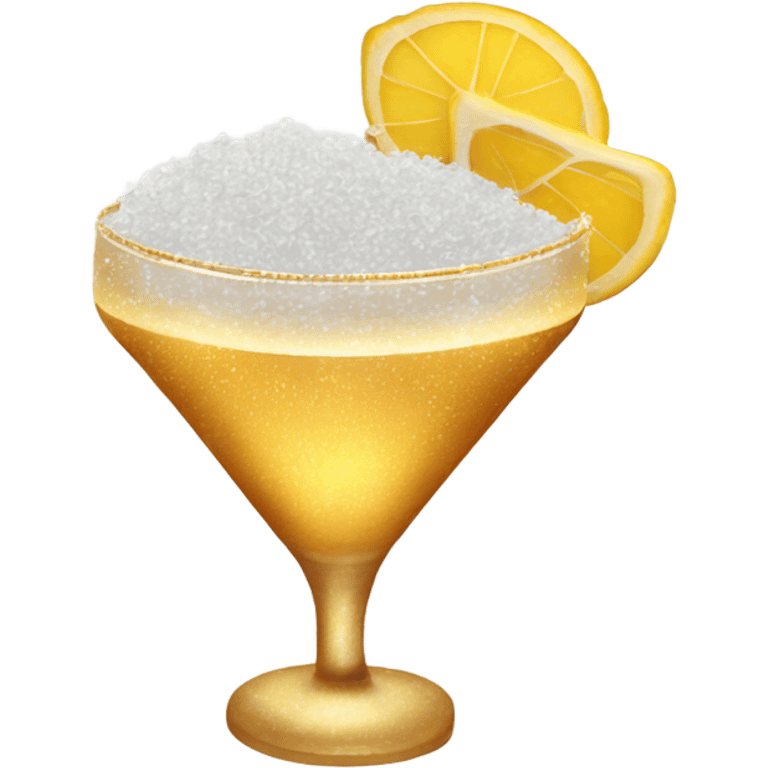 a golden cocktail sprinkled by sea salt flakes from above emoji