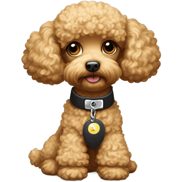 Toy Poodle with a collar and the name Moon emoji