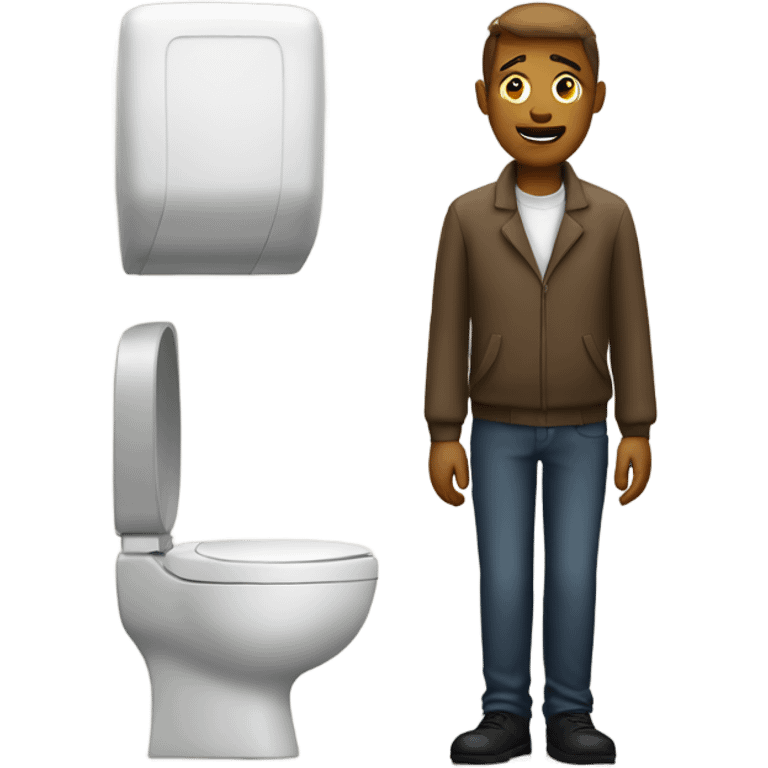 Man waiting outside toilets emoji