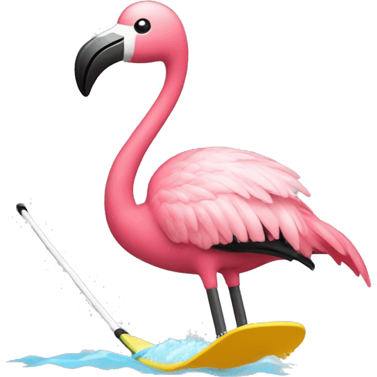 Flamingo water skiing  emoji