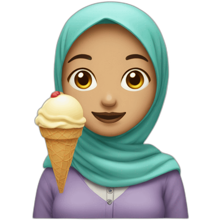 Hijab girl with ice cream emoji