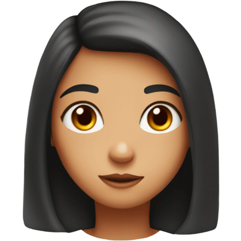 girl with dark hair and orange t-shirt, white skin, a little bit of redness on the cheeks and in her tshirt is written the word: a16z emoji