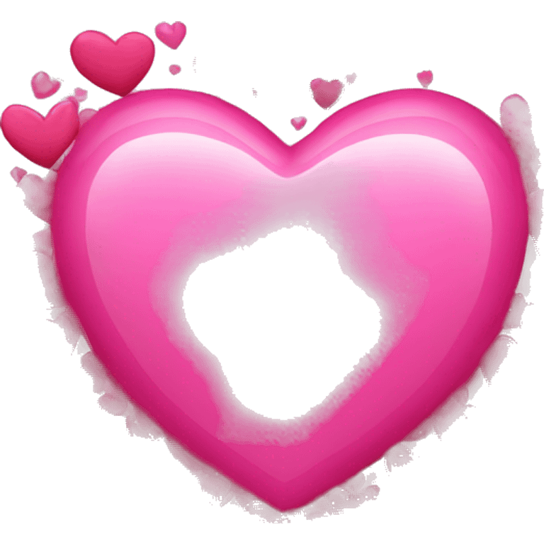 Create a big pink heart with an emoji that’s loved and surrounded by little hearts emoji