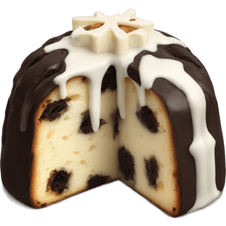 Oreo panettone, white chocolate drip emoji