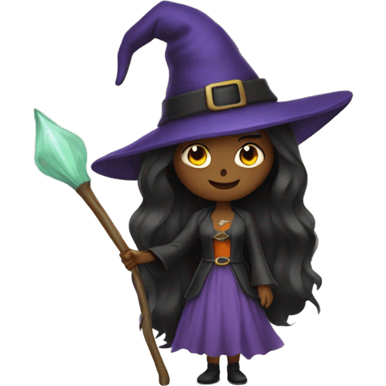 Woman with witch hat and wand emoji