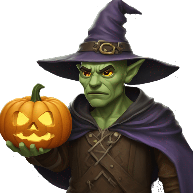 half-orc male wizard necromancer pumpkin emoji