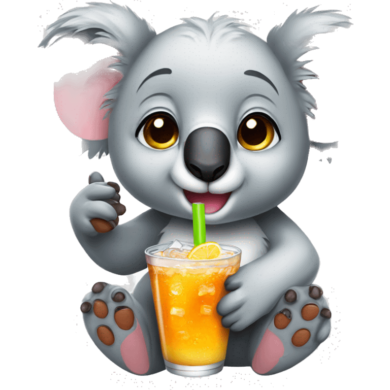 Cute koala with drink emoji