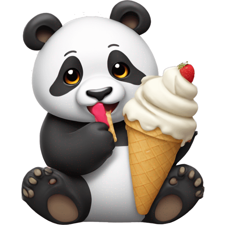 Panda eating ice cream emoji