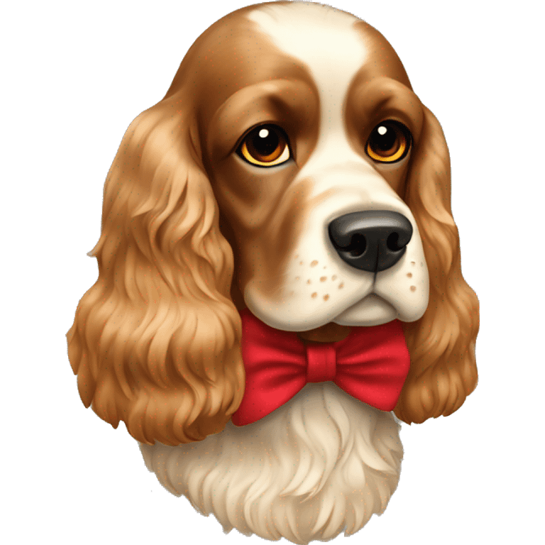 Cocker spaniel with a red bow in her neck emoji