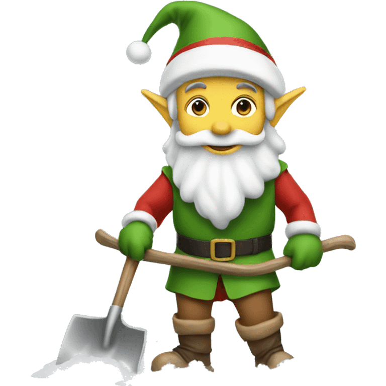 Elf shoveling snow emoji