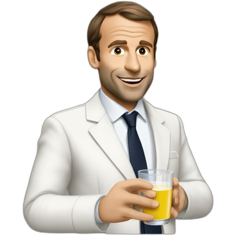 Macron drinking pastis emoji