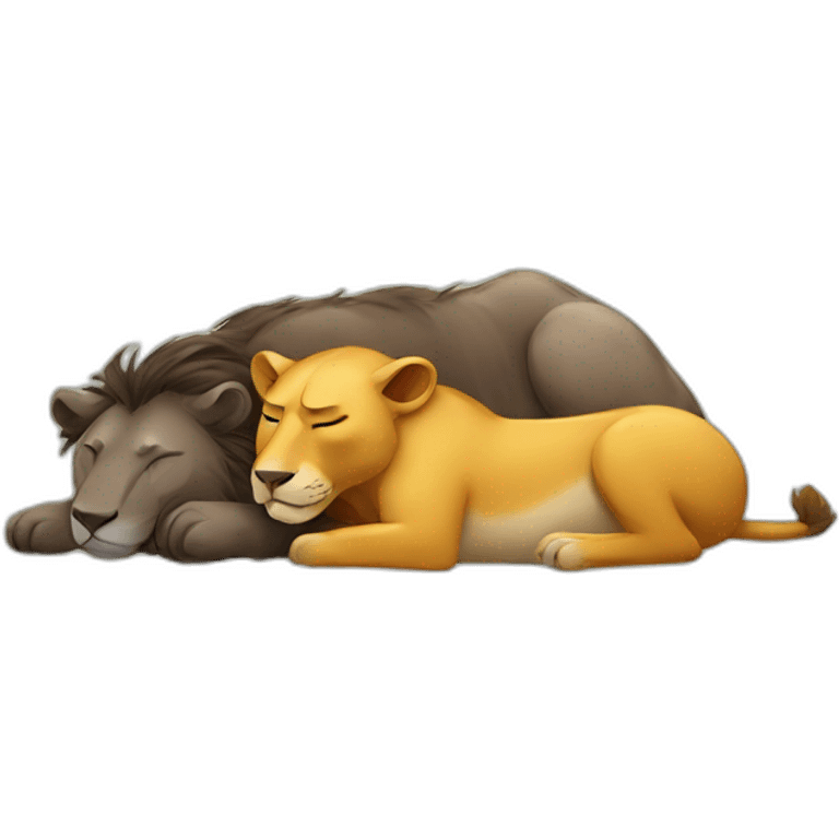 lion and boar sleeping emoji