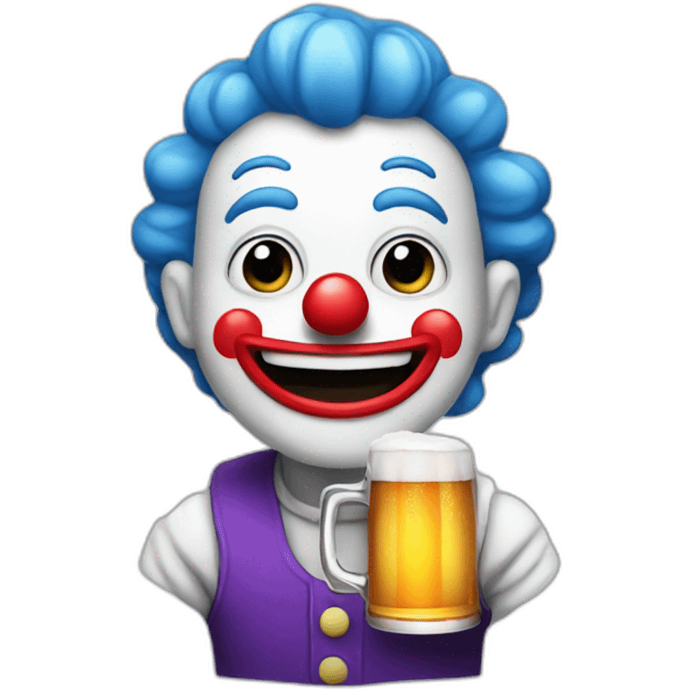 a clown holding a beer emoji