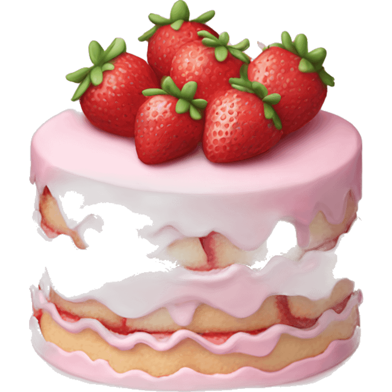 Pink strawberries and cream birthday cake  emoji