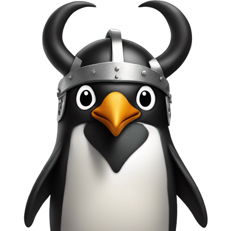 penguin with face wearing viking helmet with big horns emoji