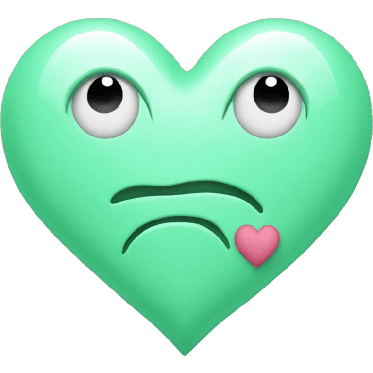 Mint green heart shape with heart shaped eyes in lighter green emoji