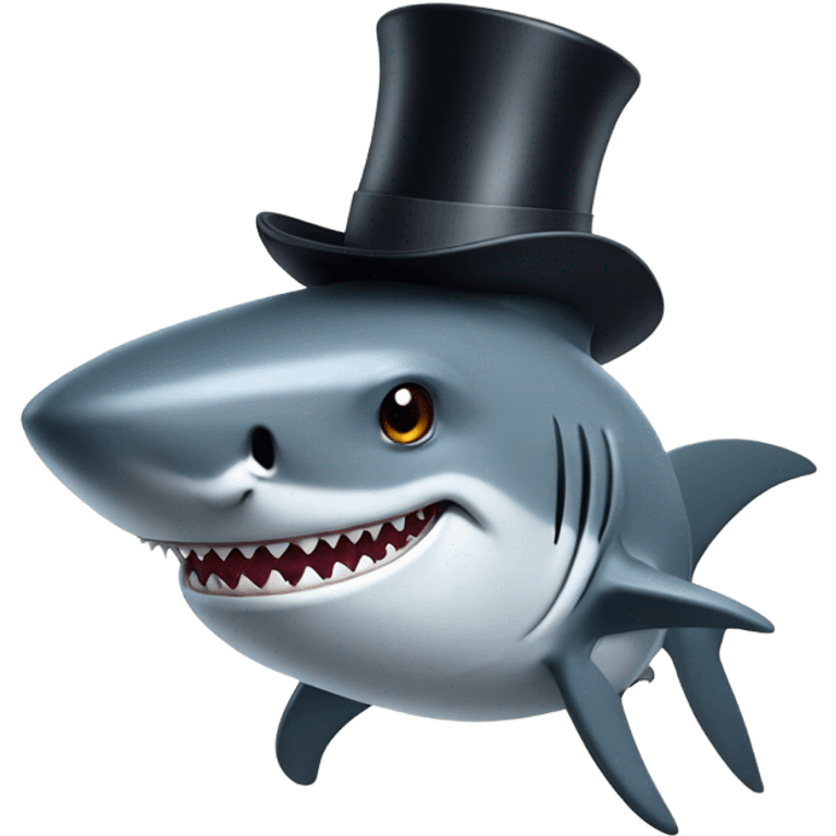 Shark with a top hat emoji