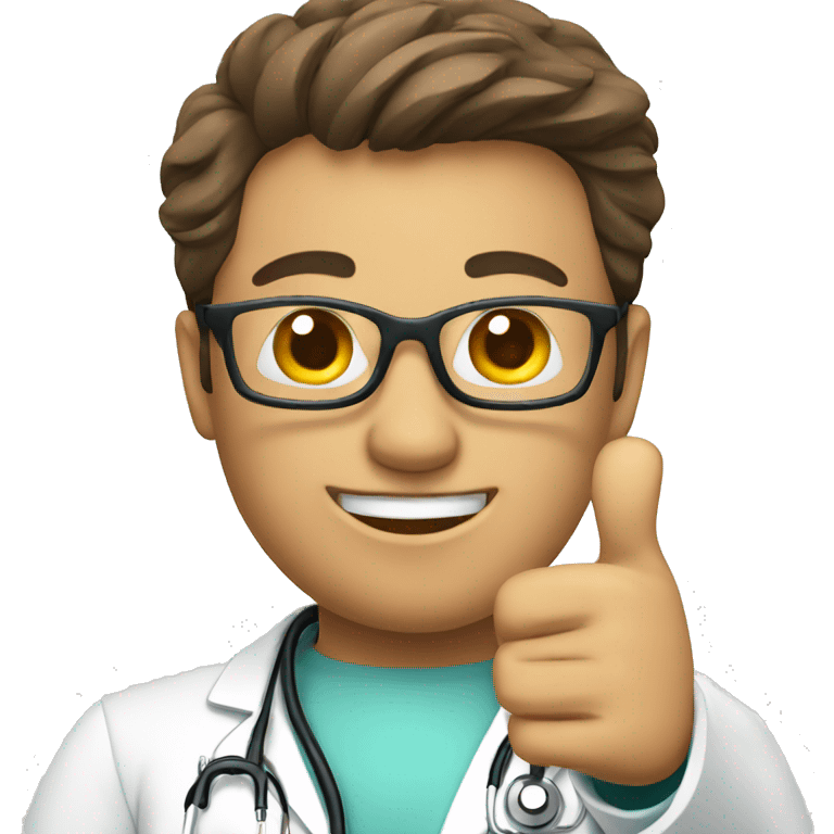 A doctor showing thumbs up emoji