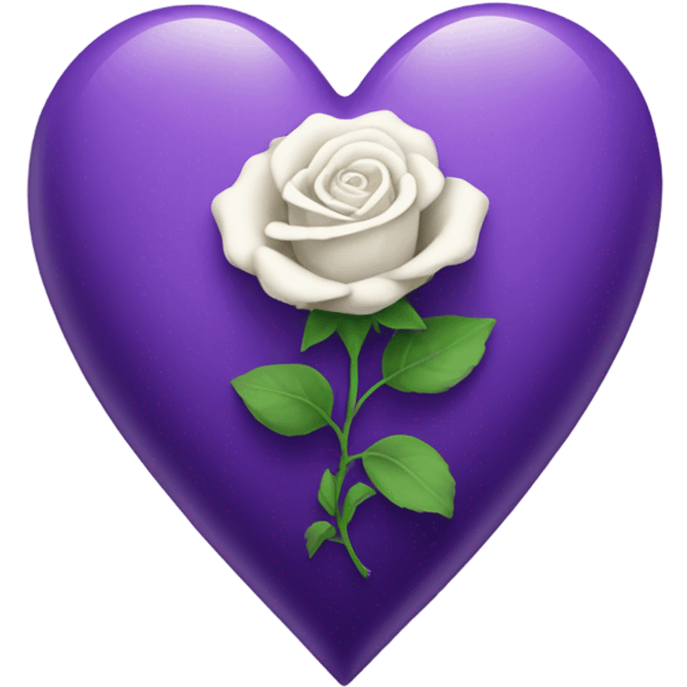 Purple heart with a white rose inside emoji