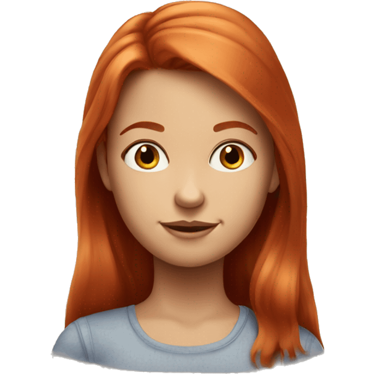 realistic portrait of red-haired girl with a smirk on her face  emoji