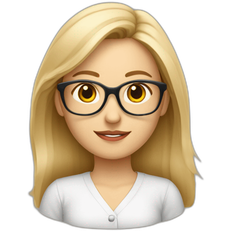 Profesora rubia con gafas y flequillo de matemáticas  emoji