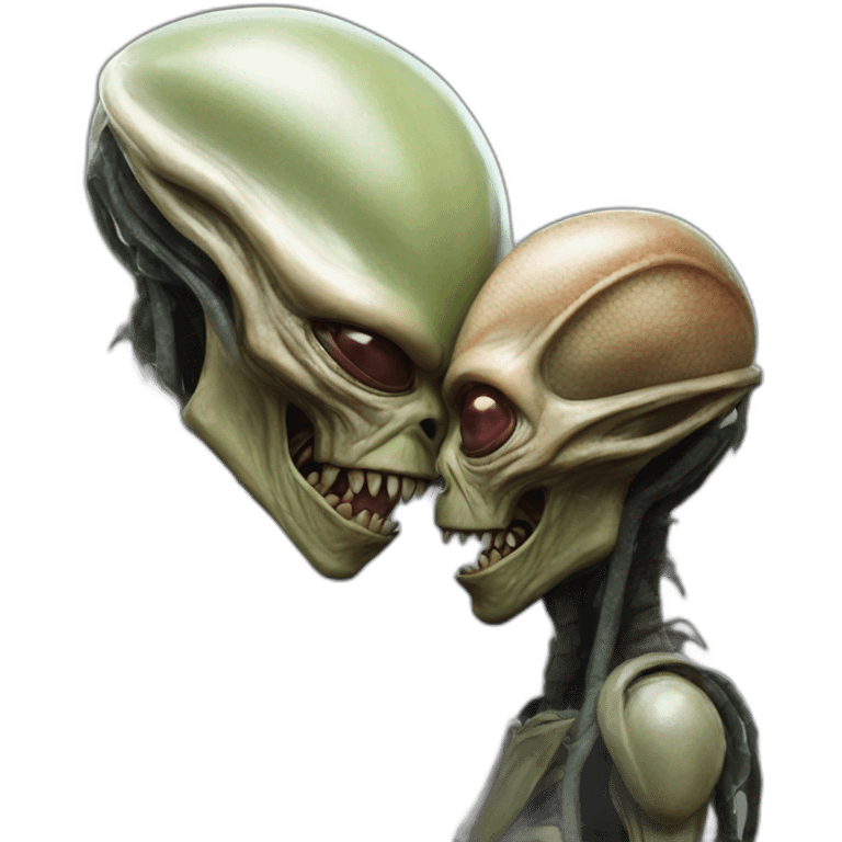 alien kissing predator emoji