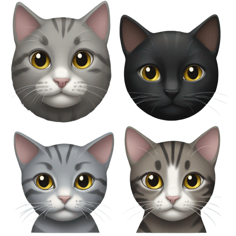 Two black cats and one grey tabby emoji