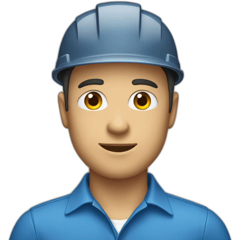 employee wearing blue shirt and blue helmet emoji