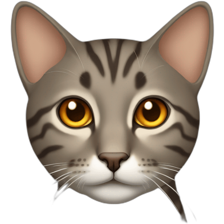 Tabby slightly brown gray cat with beige mouth and dark nose and orange golden eyes emoji