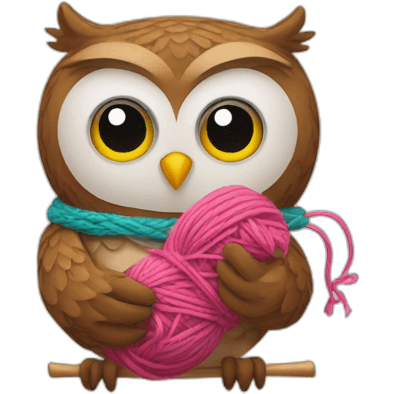 Owl knitting emoji