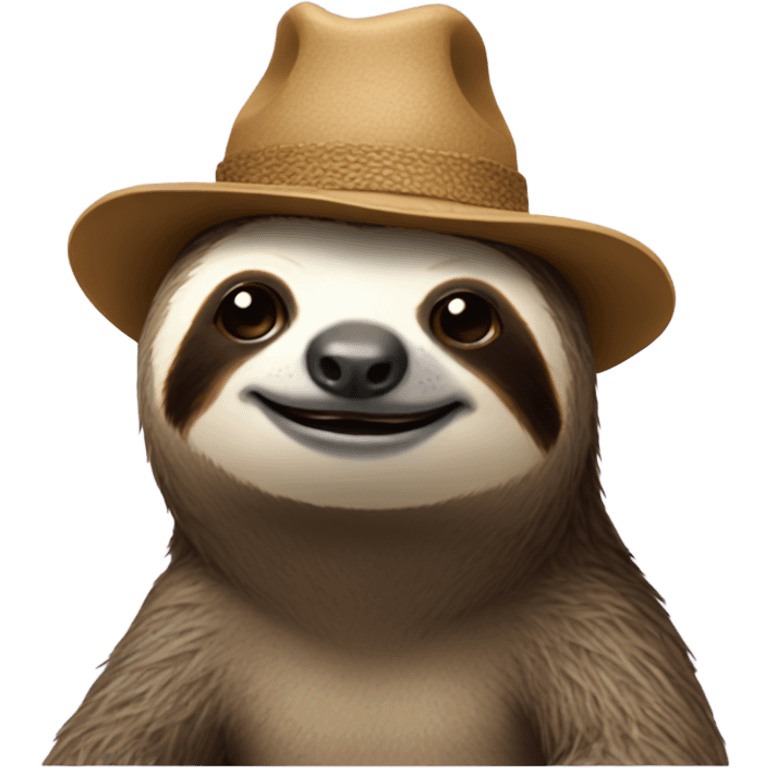 Sloth wearing a hat emoji