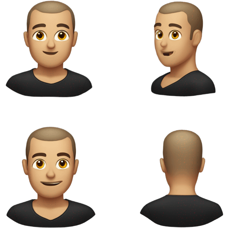 italian man, with buzz cut and no beard. wearing a black smart shirt unbuttoned. emoji